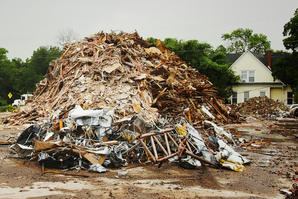 Bauschutt und Bauabfälle auf einer Mülldeponie